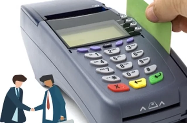 A card payment terminal used at a retail counter
